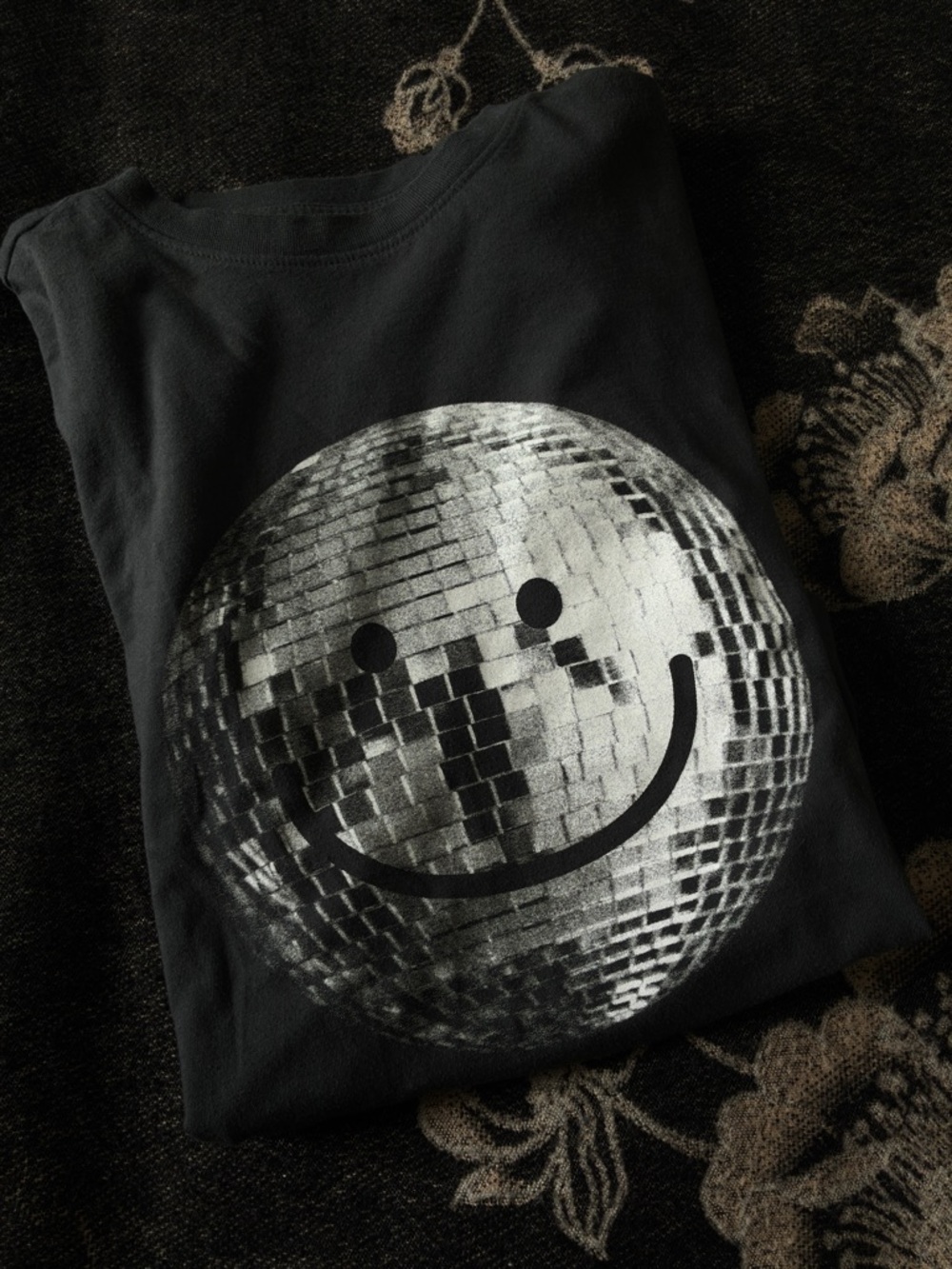 Cat & Jack Black Crew Neck Tee with Printed Care Label